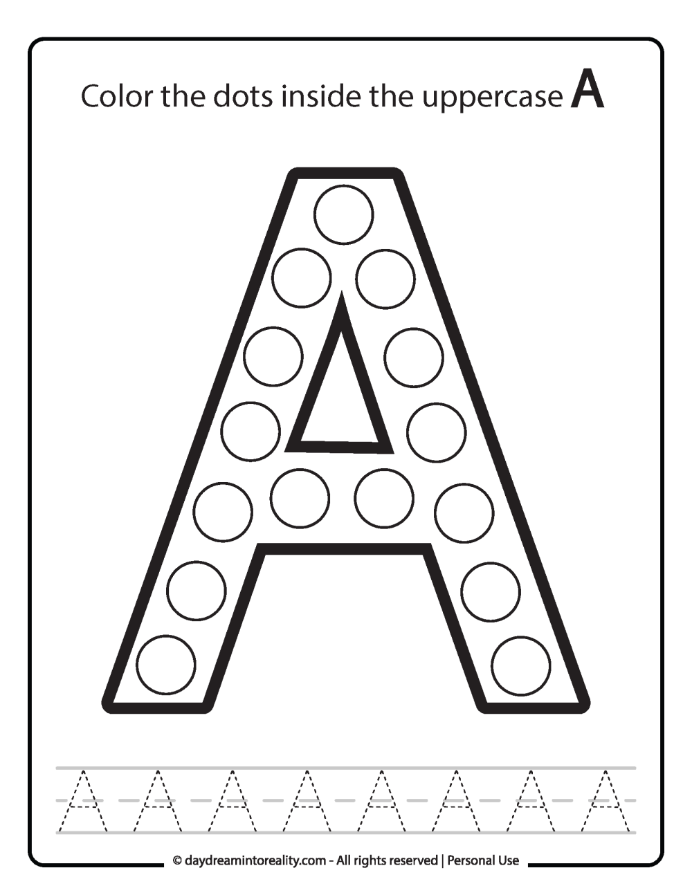Free Printable Letter A Dot Worksheet