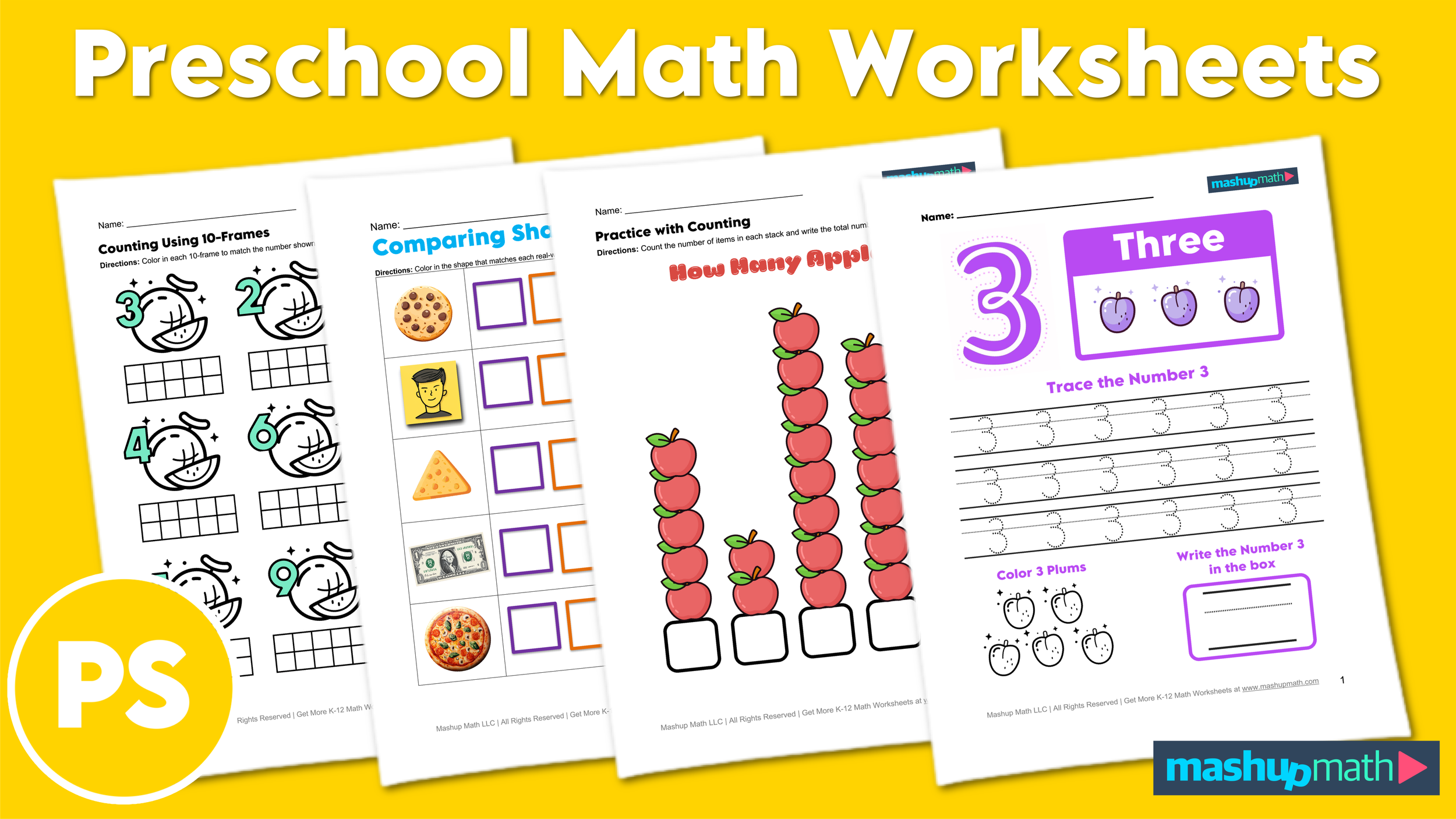 Free Preschool Math Worksheets Printable Mashup Math