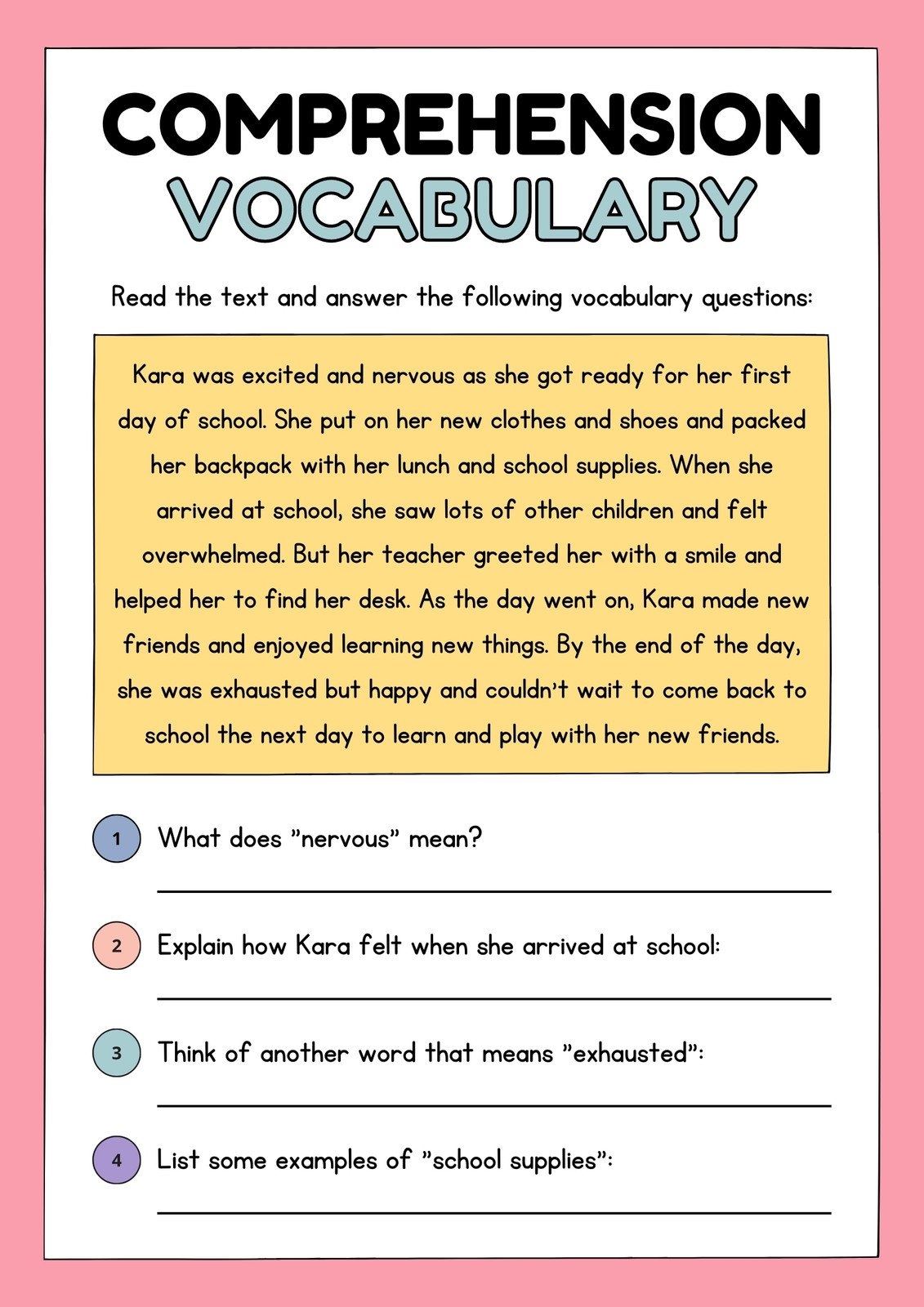 Generic Reading Comprehension Worksheets 2nd Grade