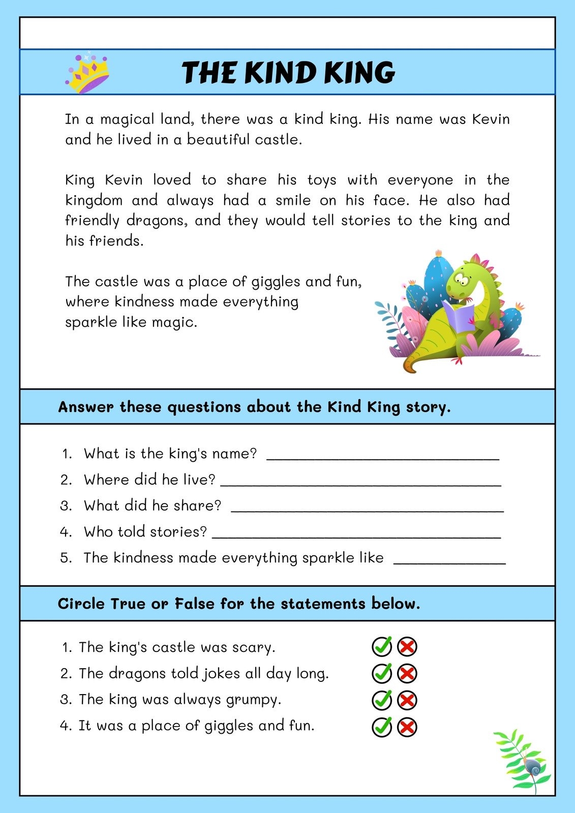 2nd Grade Printable Reading Comprehension Worksheets