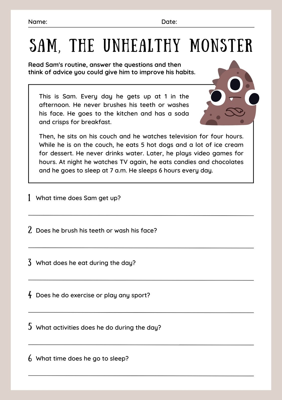 3rd Grade Fiction Reading Comprehension Worksheets