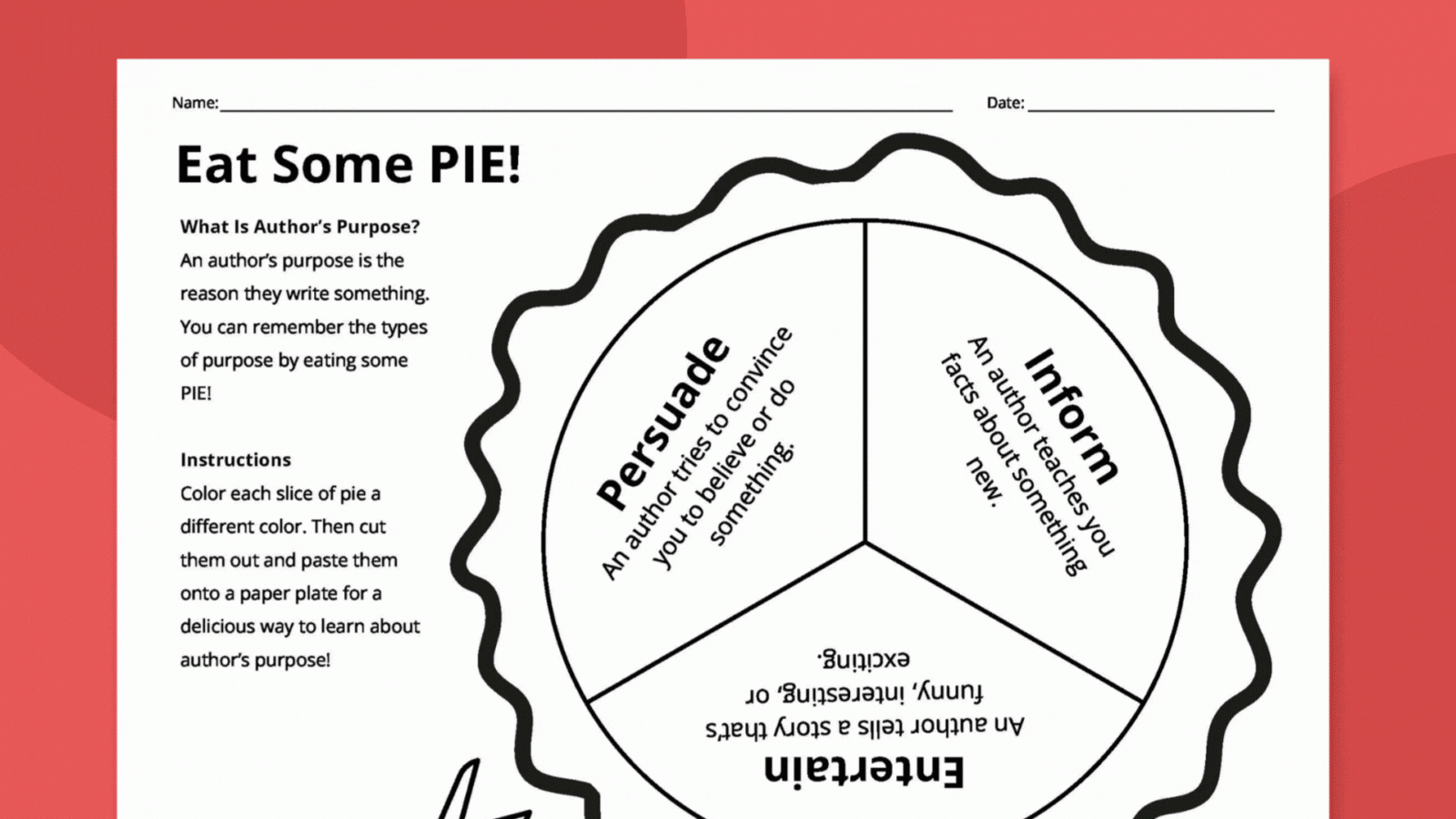 Free Printable Author s Purpose Worksheet Bundle 3 Activities 