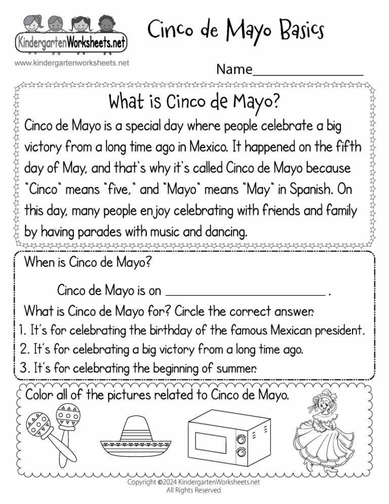 Free Printable Cinco De Mayo Worksheet