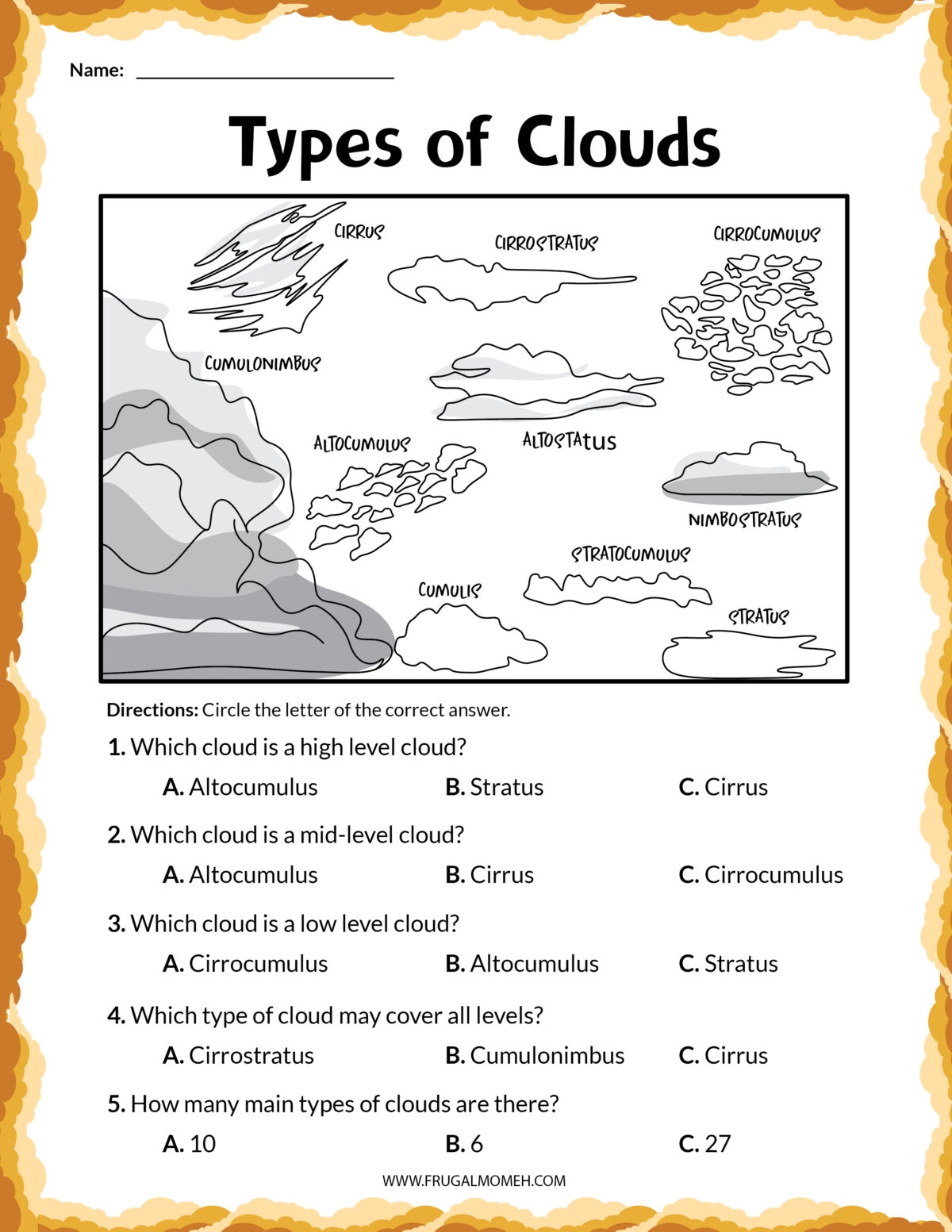 Free Printable Clouds Activity Sheets Frugal Mom Eh 