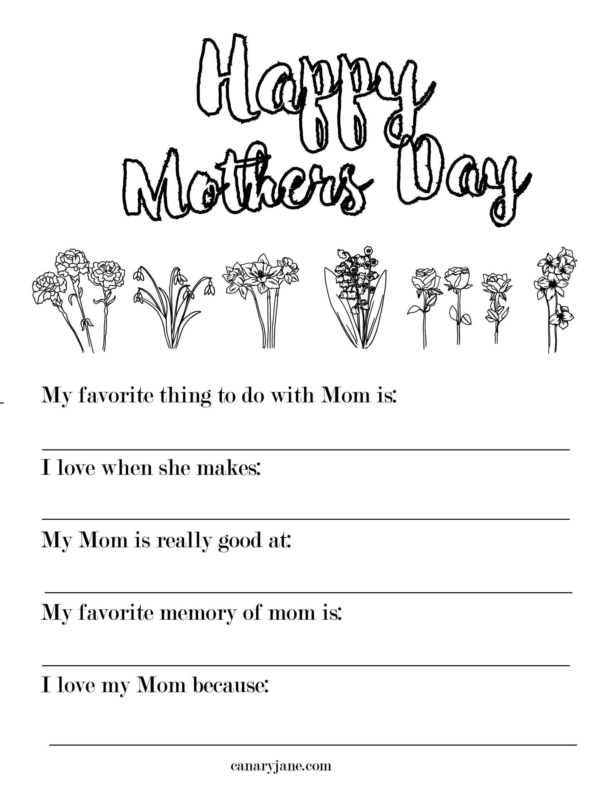 Free Printable Coloring Pages For Mothers Day And Grandma Canary Jane