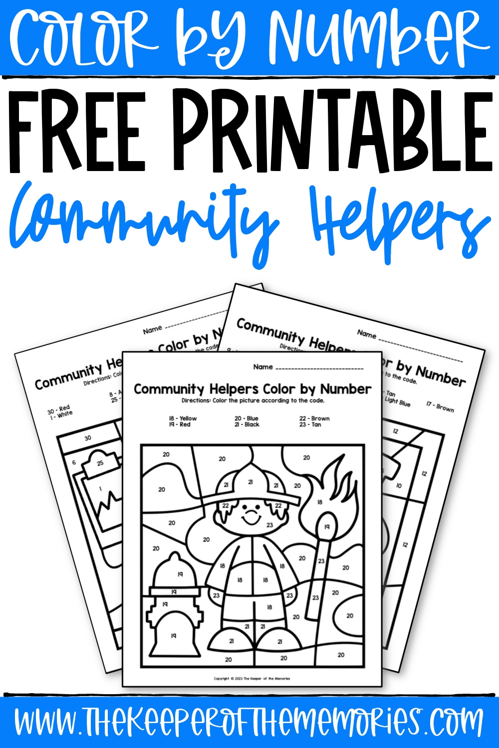 Free Printable Community Helpers Color By Number