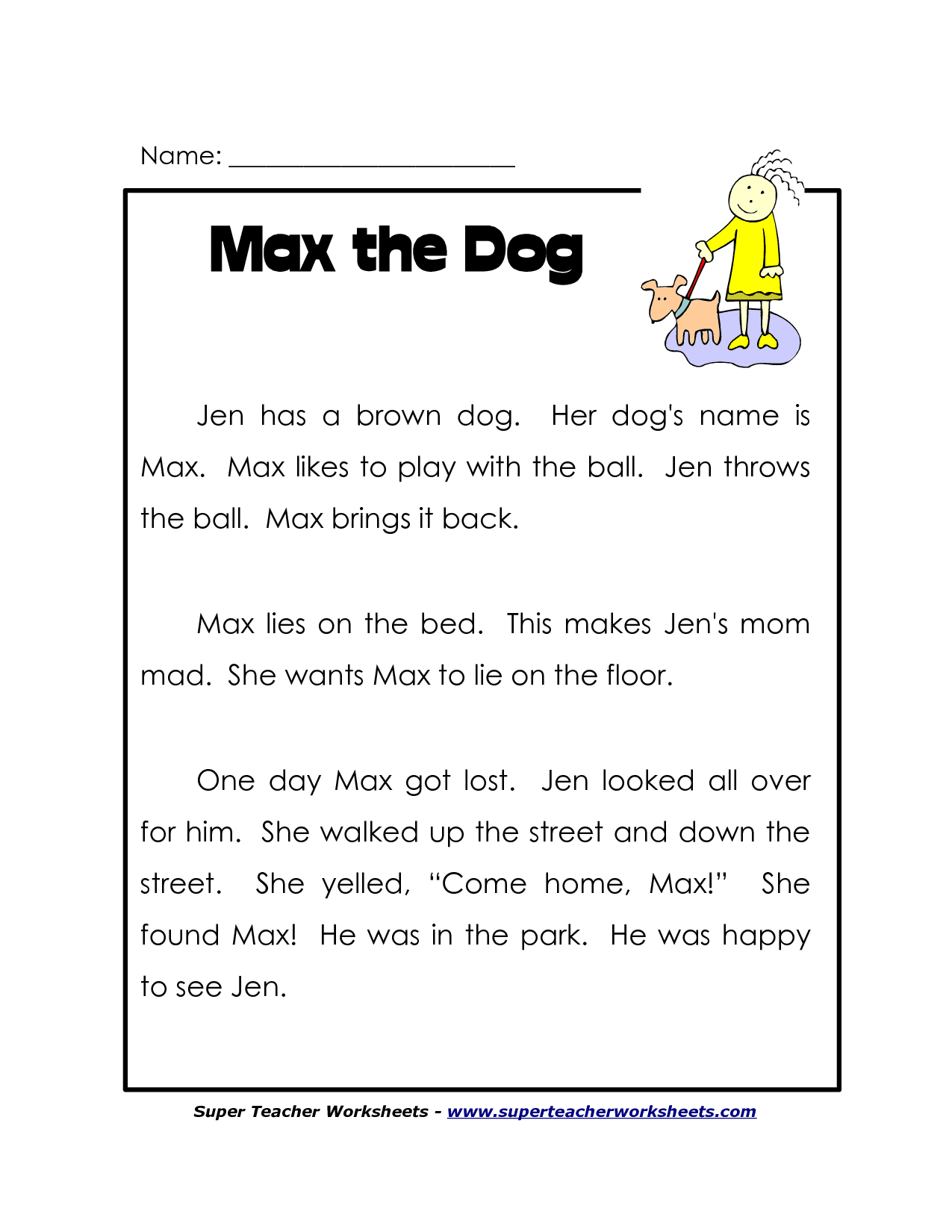 Free Reading Comprehension Worksheets Grade 1