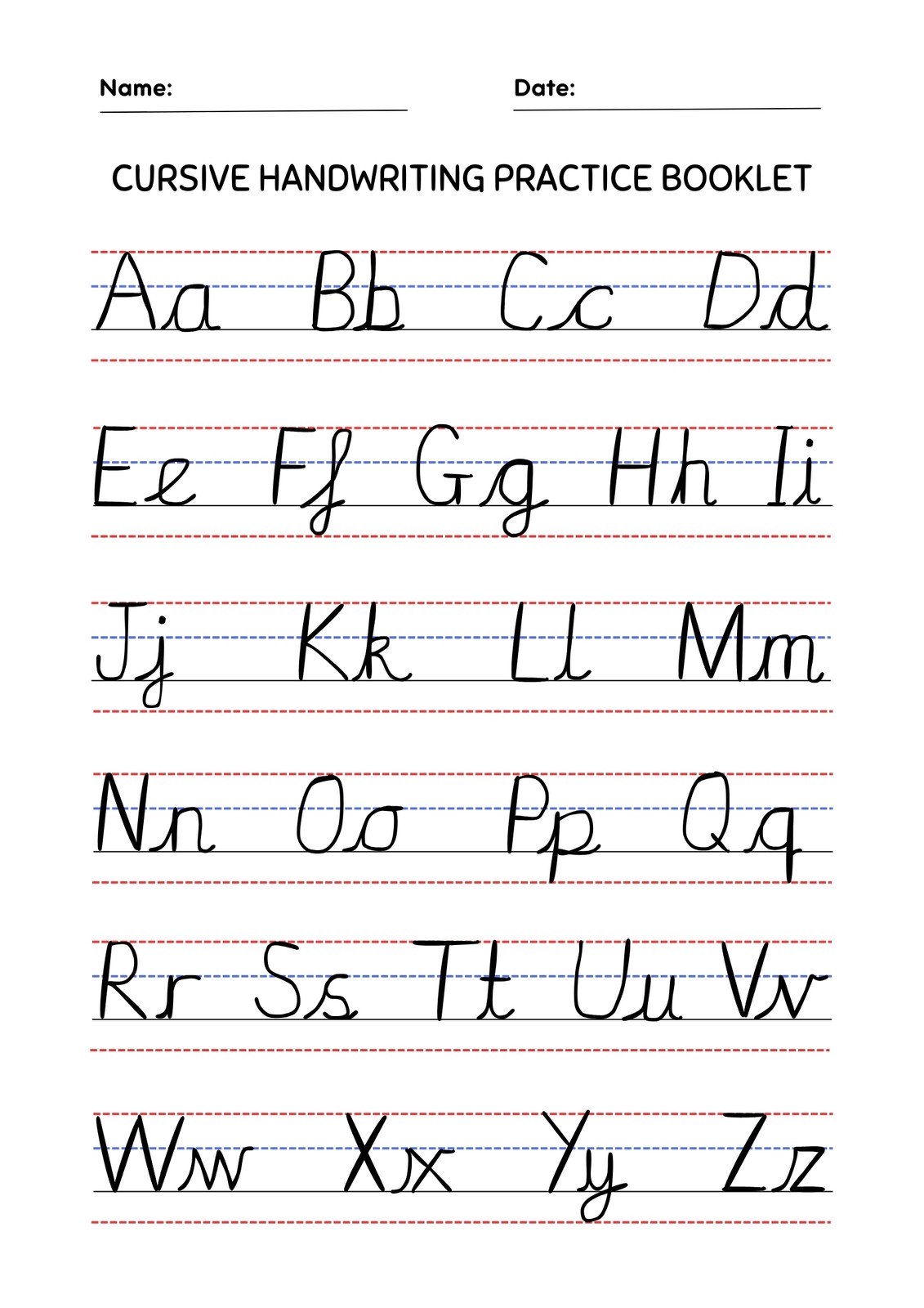 Cursive Worksheets Printable Free