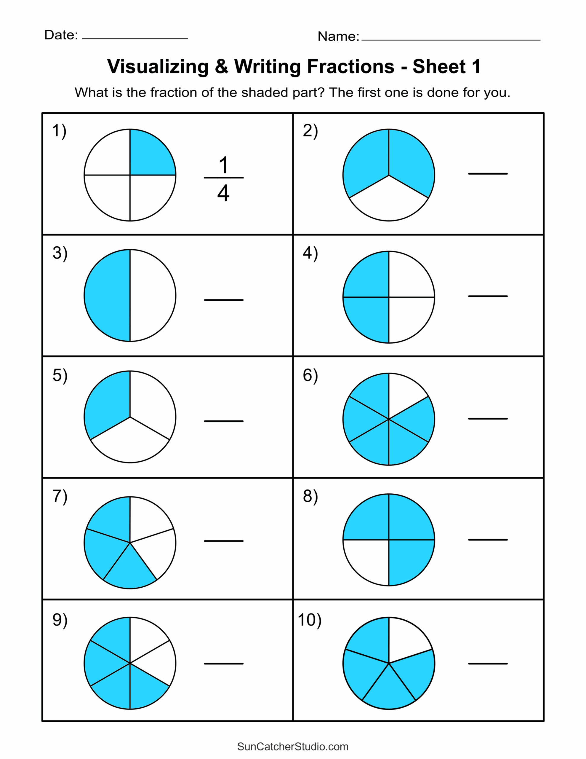 Year 2 Fractions Worksheets Free Printable