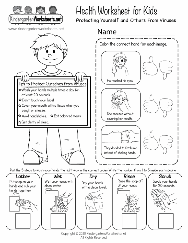 Free Printable Health Worksheet For Kids