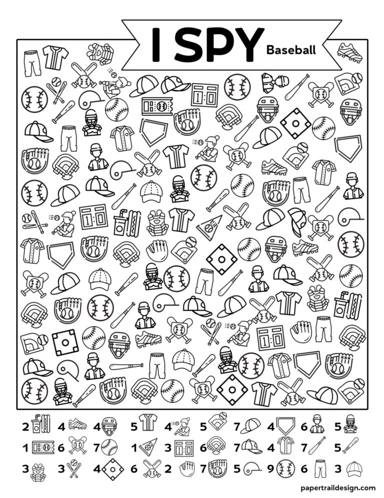 Free Printable I Spy Baseball Activity Paper Trail Design Worksheets Library