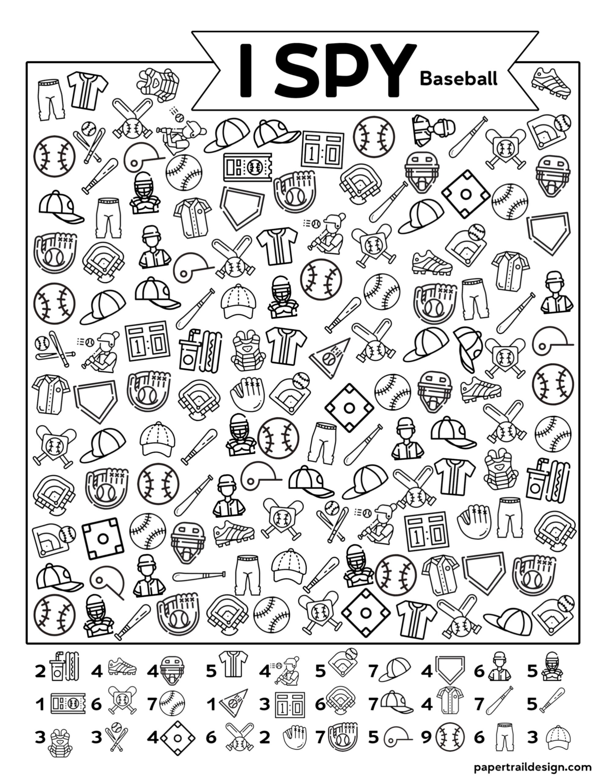 Free Printable I Spy Baseball Activity Paper Trail Design Worksheets Library