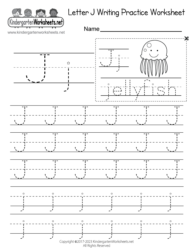Free Printable Letter J Writing Practice Worksheet