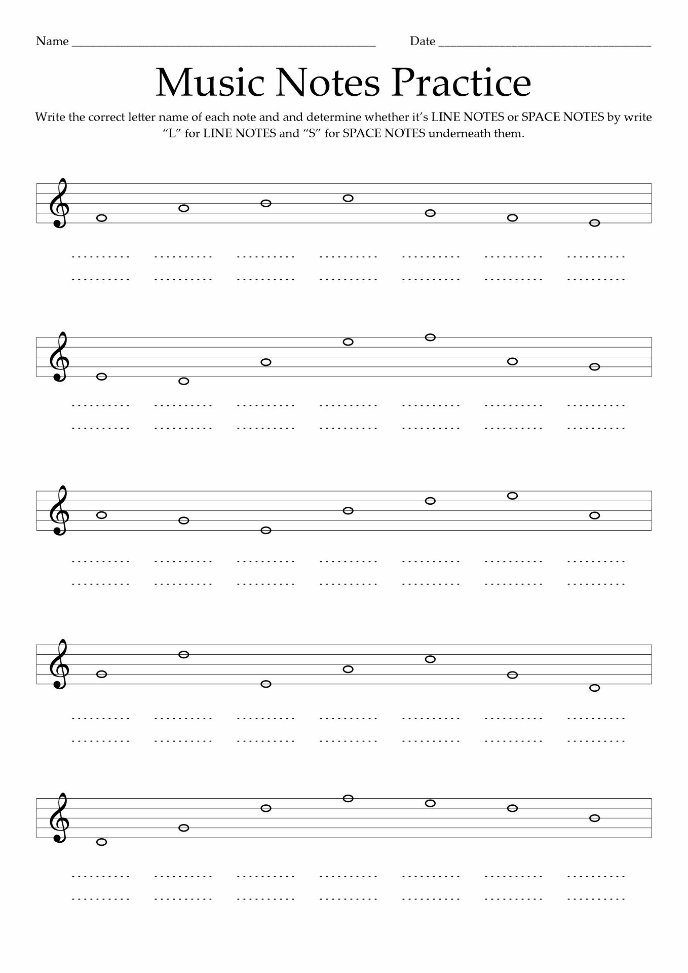 Free Printable Note Name Worksheets