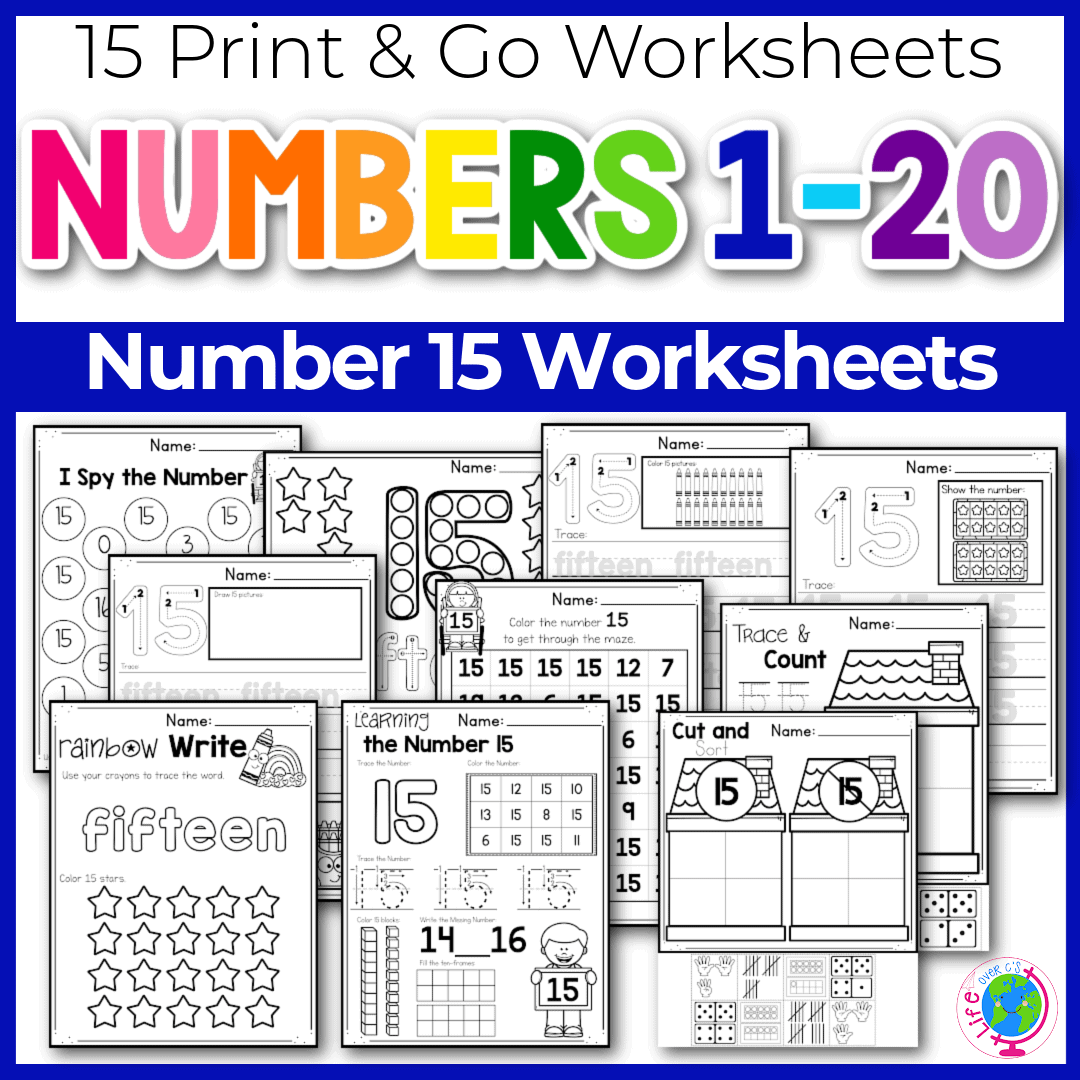 Free Printable Number 15 Worksheets