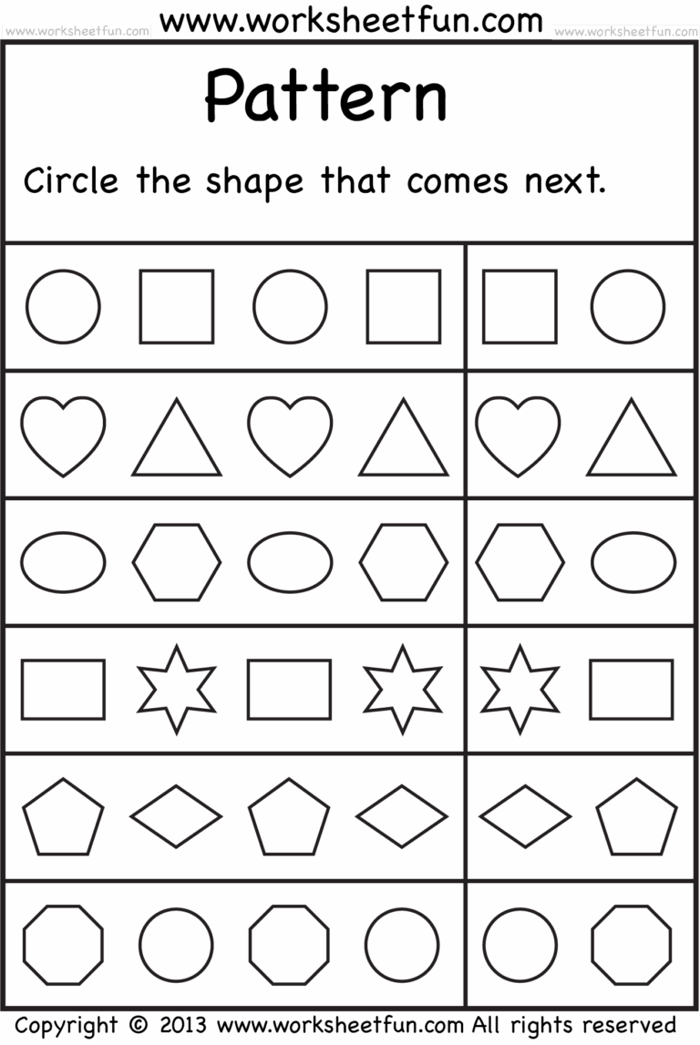 Free Printable Pattern Worksheets For Kindergarten PDF Engaging Learning Activities