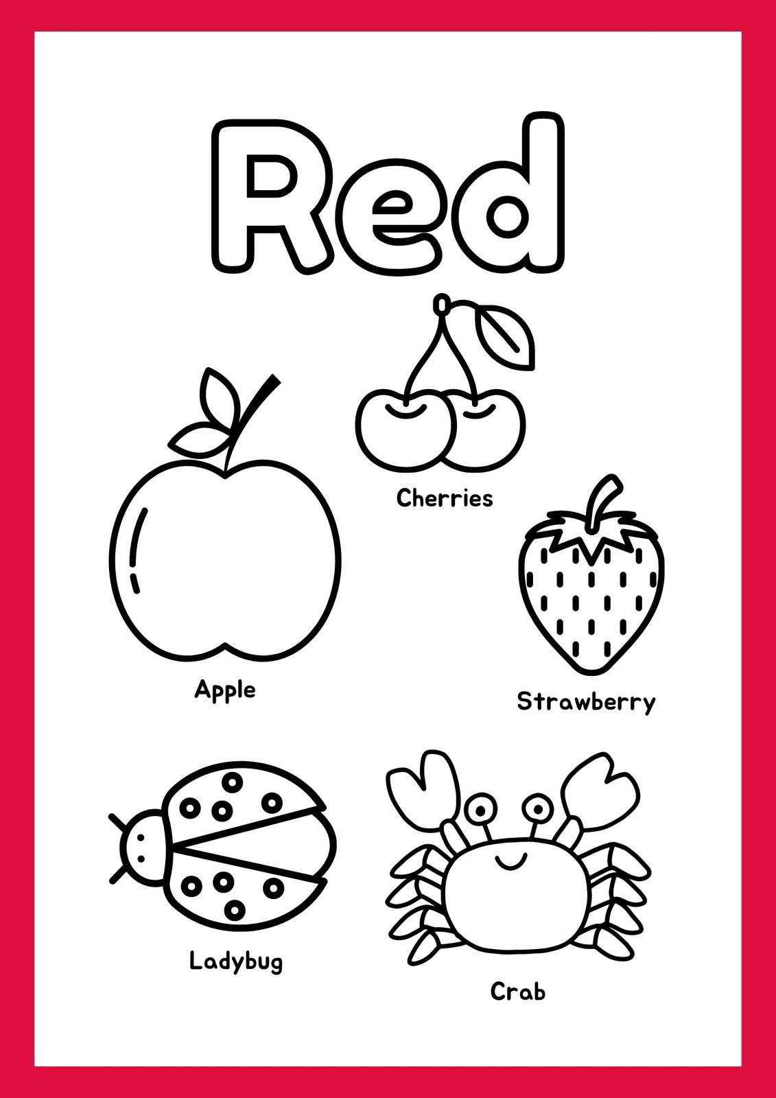 Color Red Free Printable Worksheets
