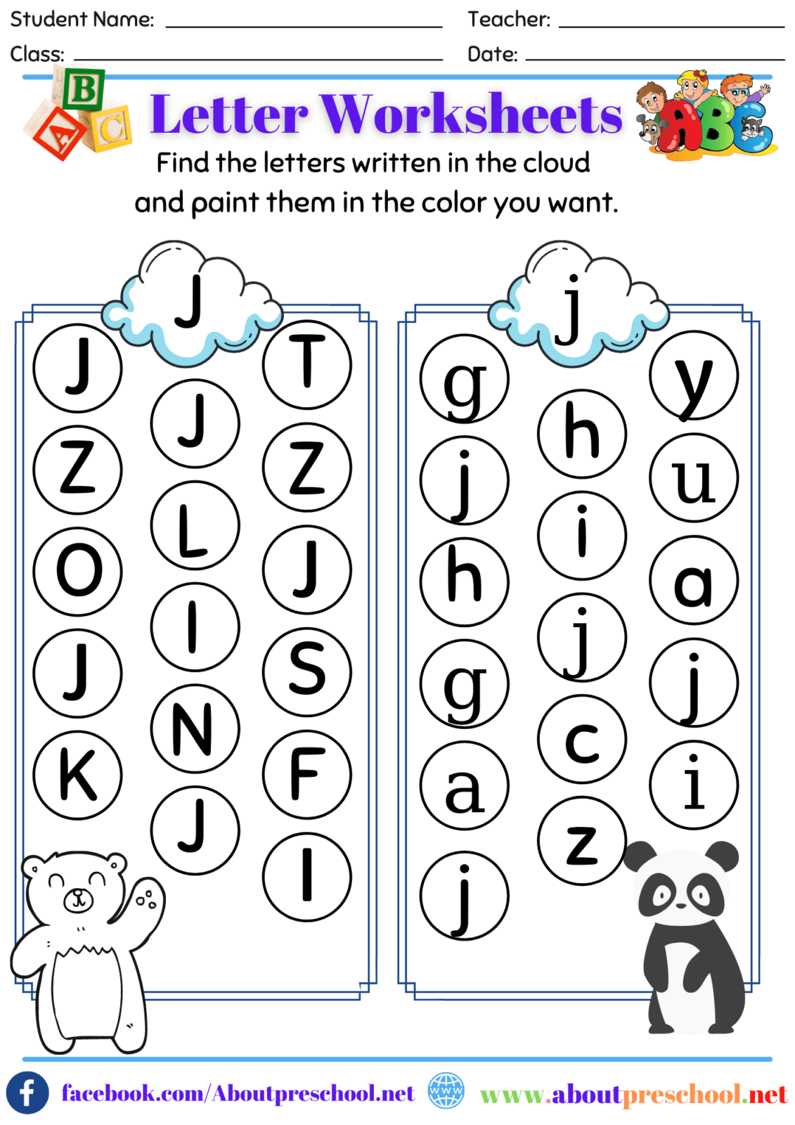 Free Printable Letter J Worksheets Preschool