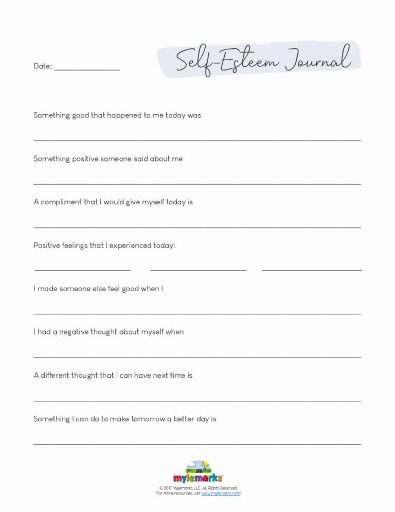 Free Printable Self Esteem Worksheets For Kids To Give Them An Worksheets Library