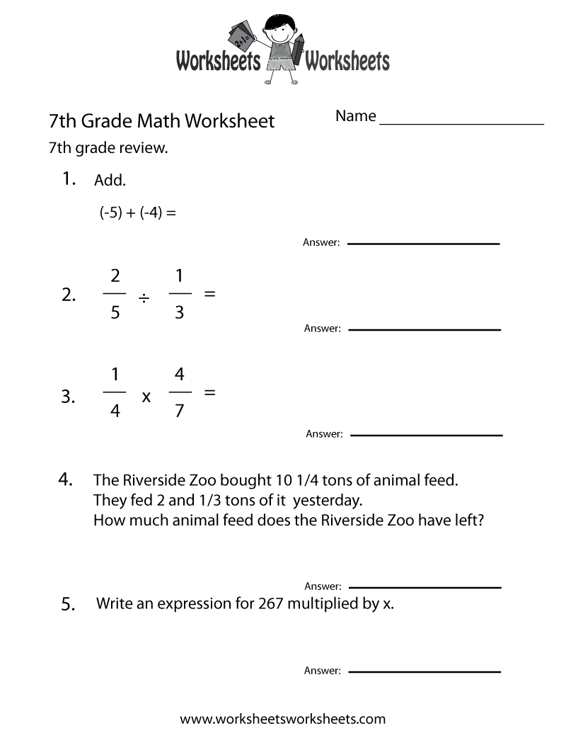 Maths Worksheets Year 7 Printable Free