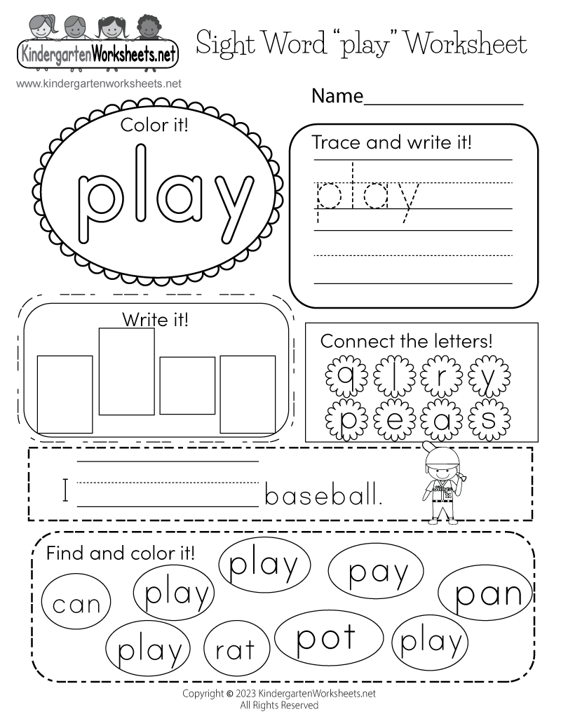 Free Printable Sight Words Worksheets Kindergarten