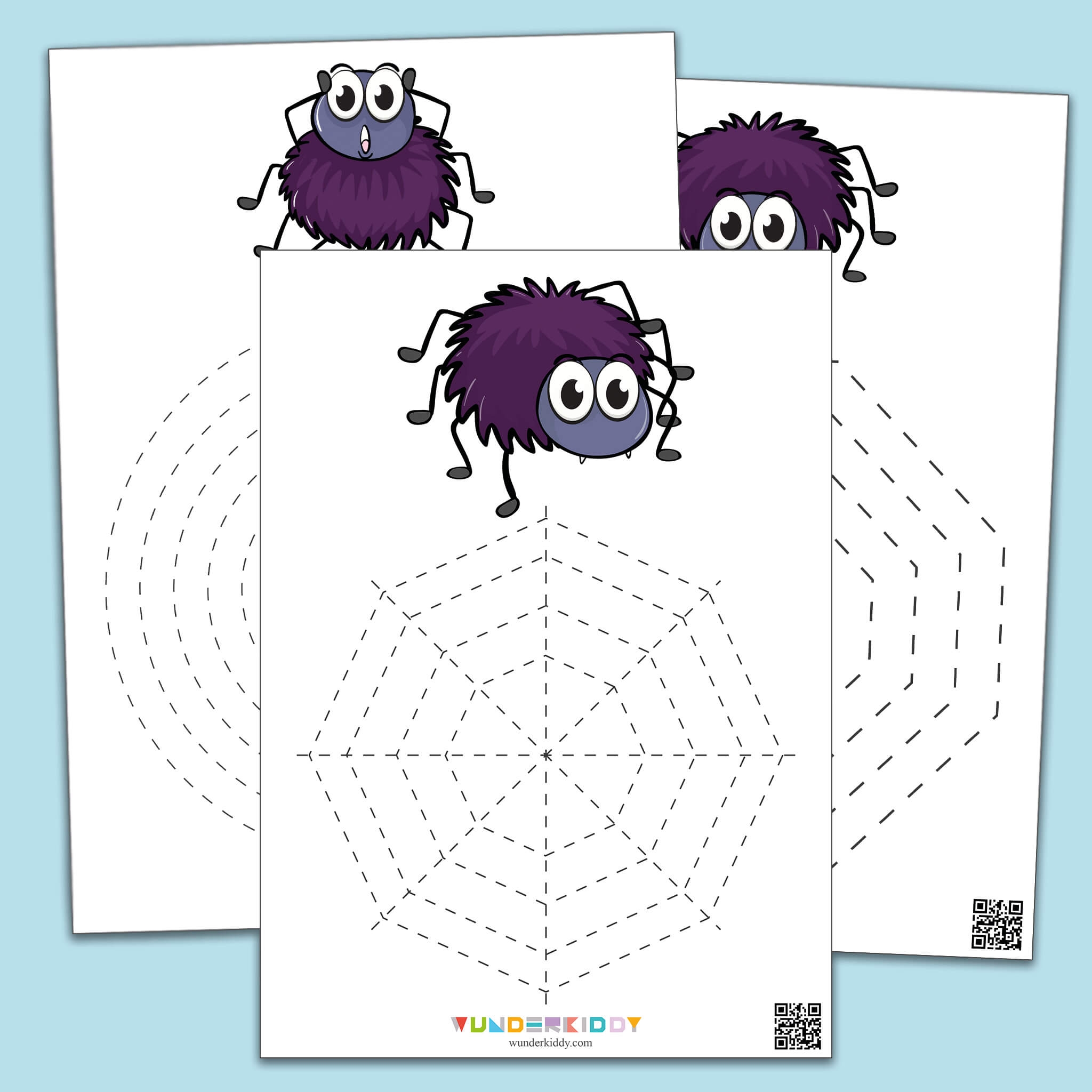 Free Printable Tracing Worksheet For Children Spiders And Cobwebs