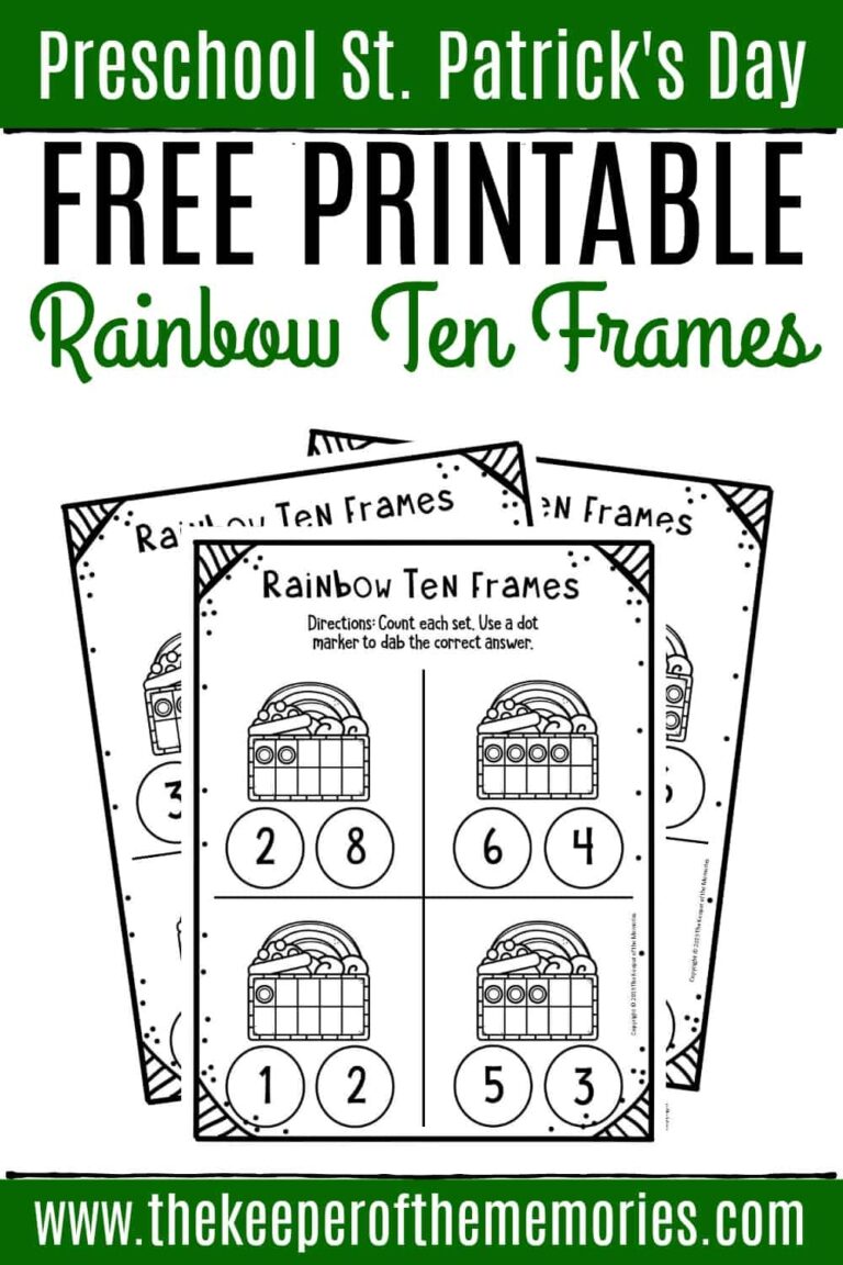 Free Rainbow Printable Ten Frame Worksheets The Keeper Of The Memories