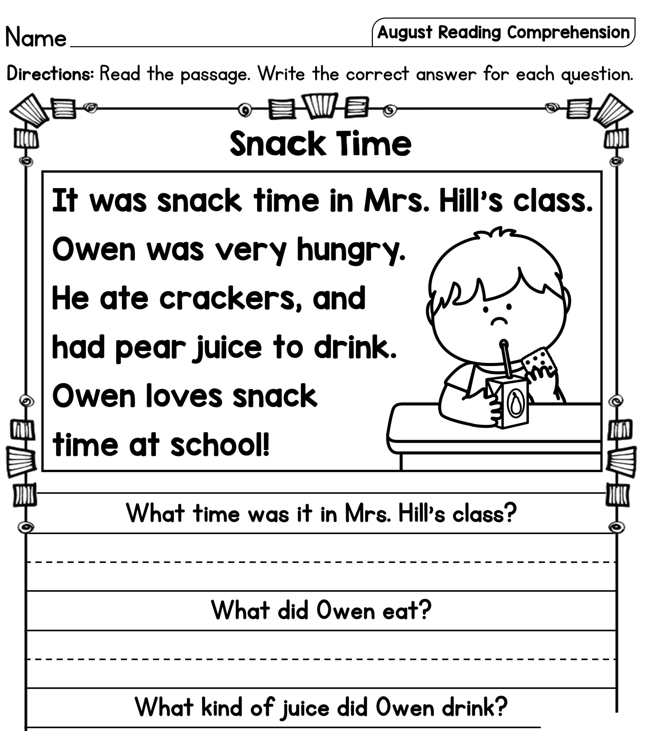 Abc Reading Comprehension Worksheets
