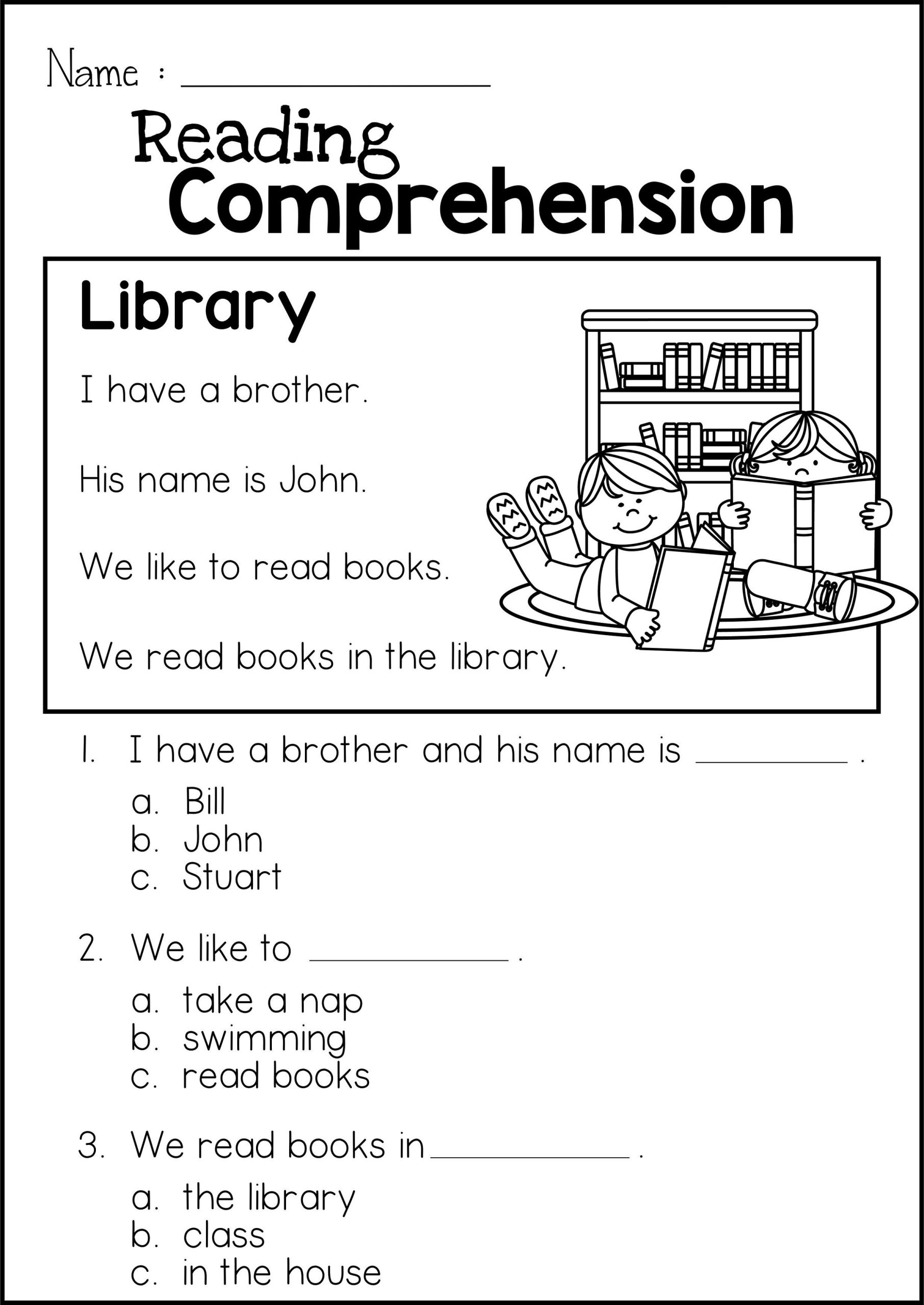 First Grade Reading Comprehension Free Worksheets