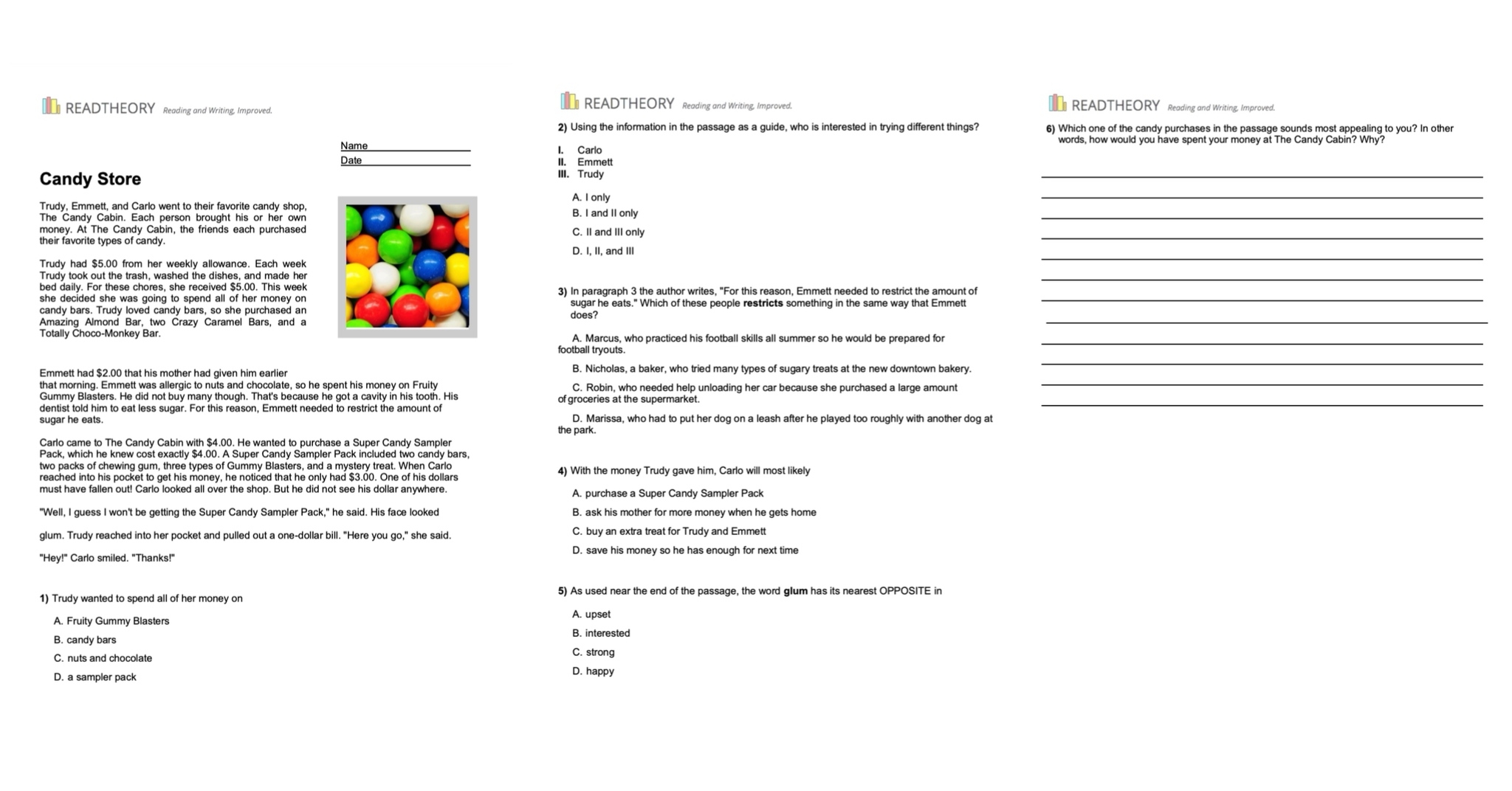 Free Reading Comprehension Worksheets 10th Grade