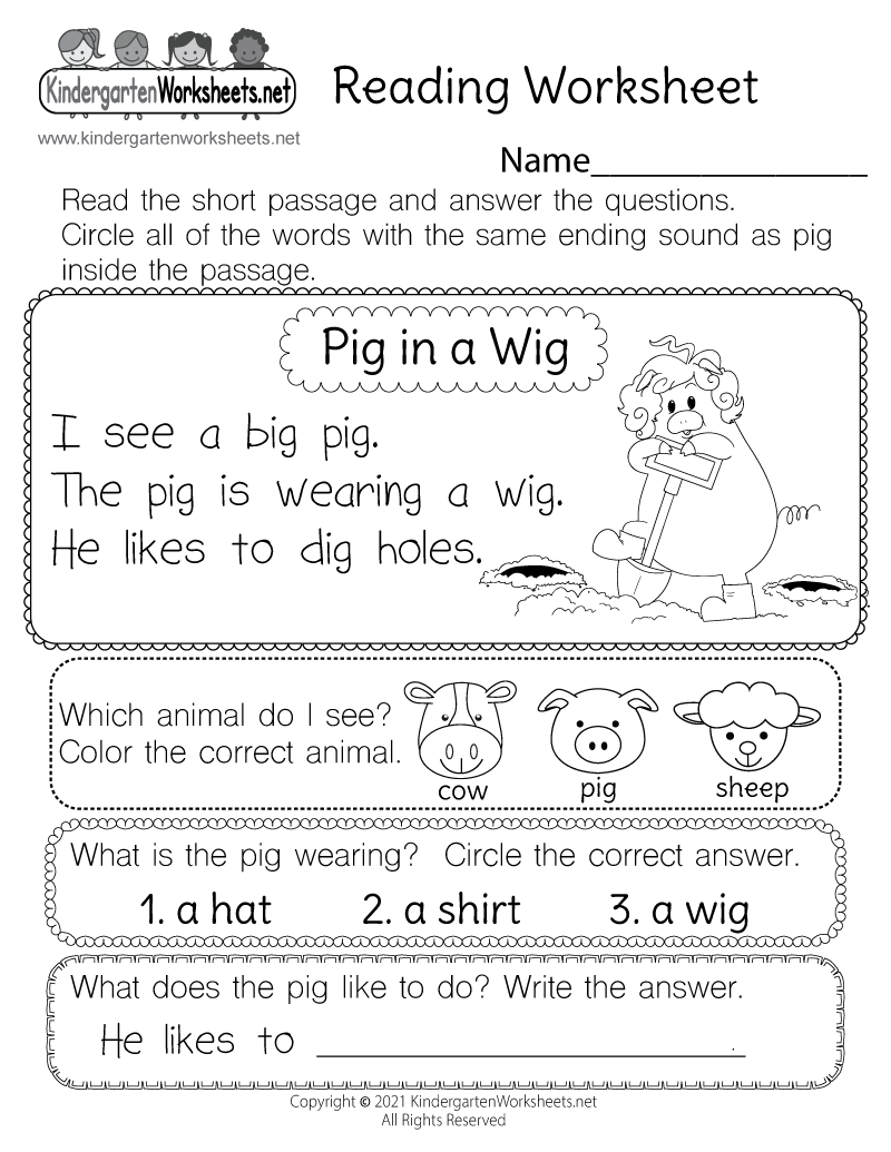 Free Reading Comprehension Worksheets Printable K5 Learning Worksheets Library
