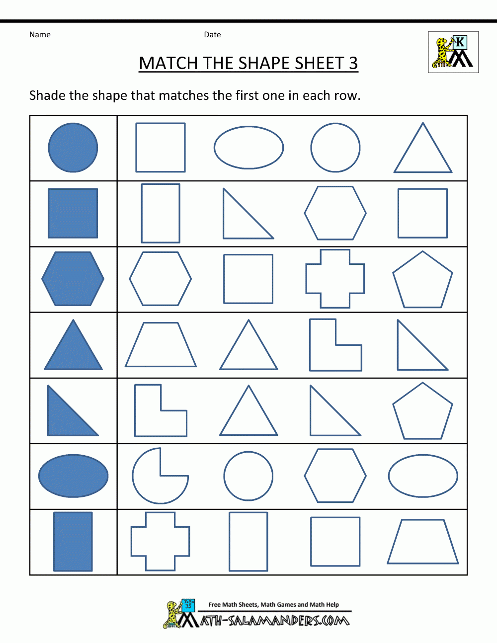 Printable Preschool Worksheet Of Shapes Free