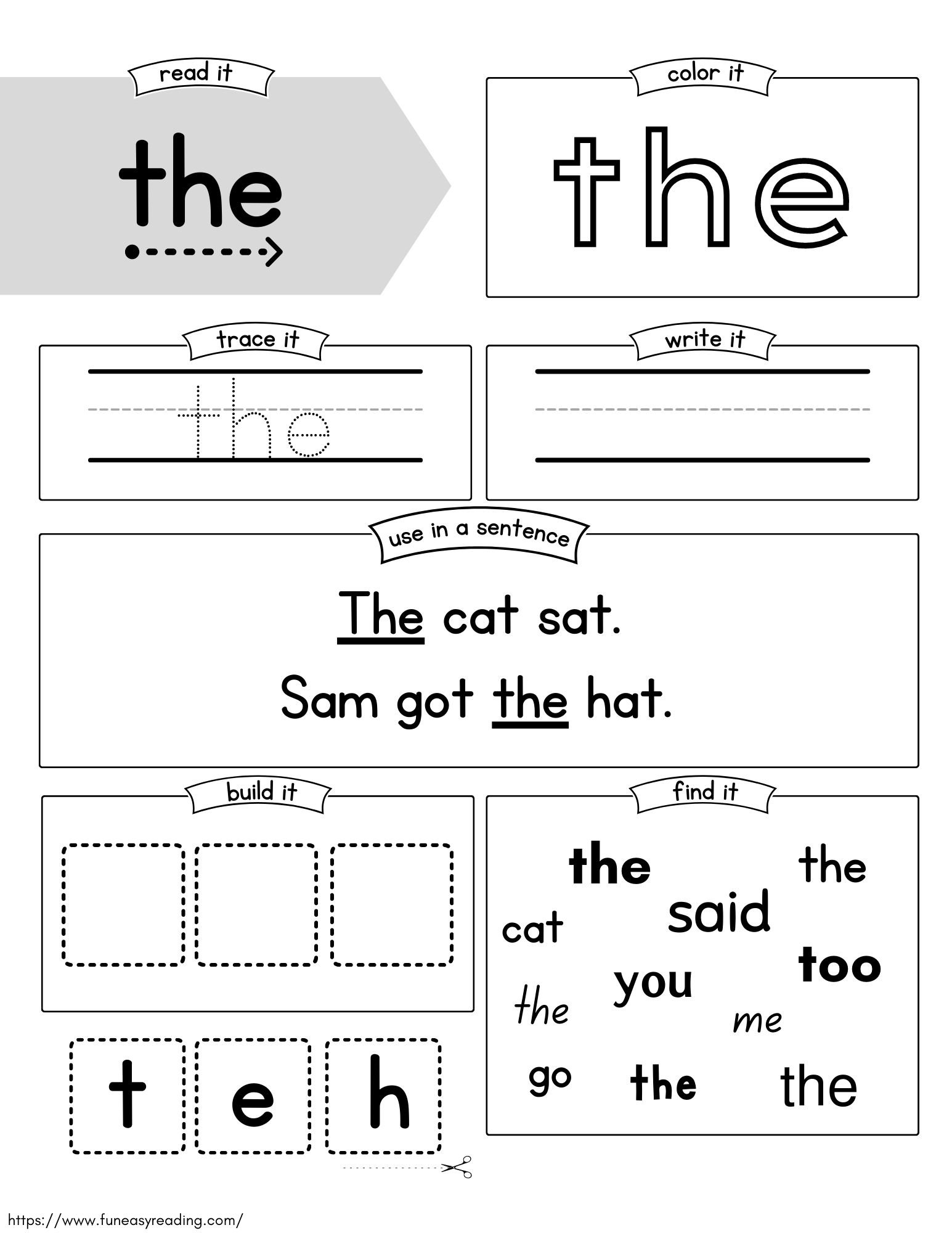 Free Me Printable Sight Word Worksheet