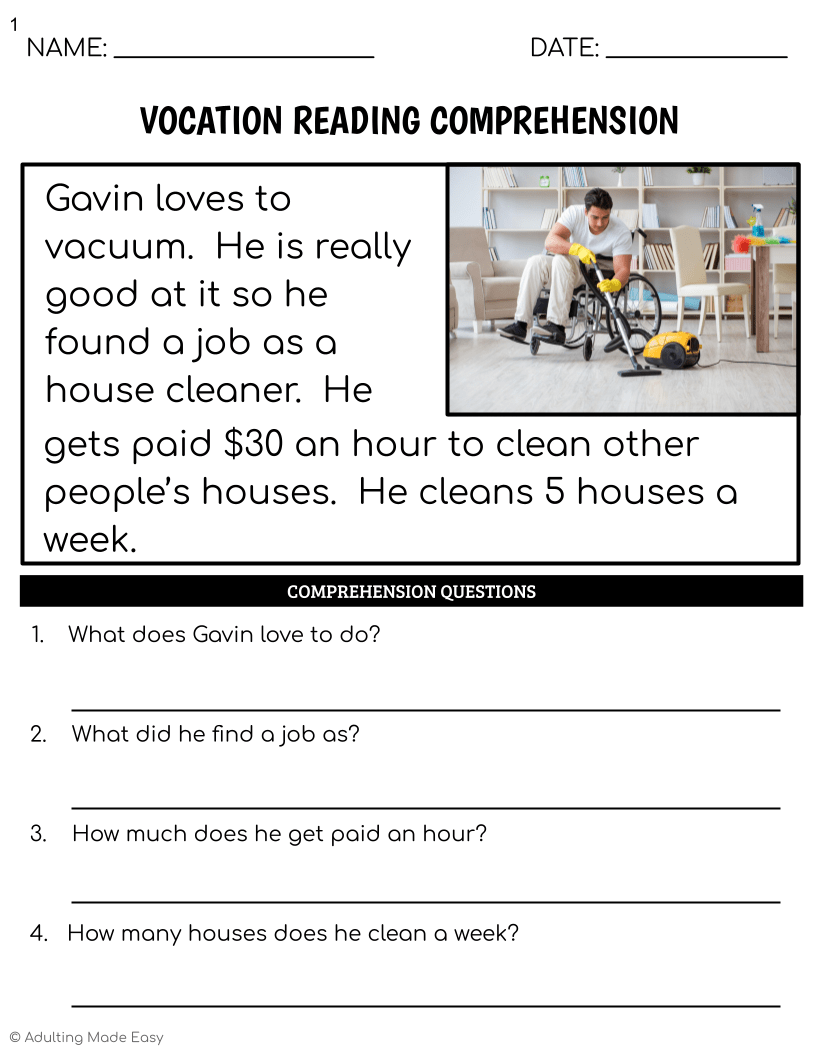 Free Reading Comprehension Worksheets Adults