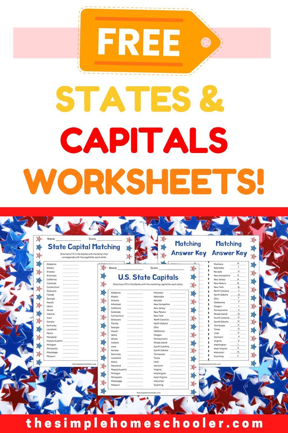 Free States U0026 Capitals Worksheet Packet Easy Print The Simple Homeschooler