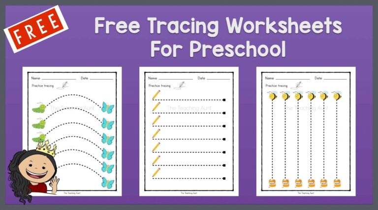 Free Tracing Worksheets For Preschool The Teaching Aunt