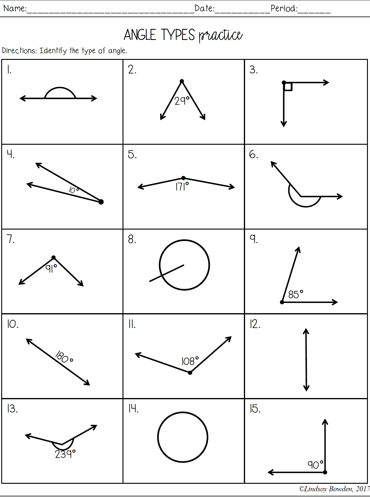 Free Printable Angles Worksheets