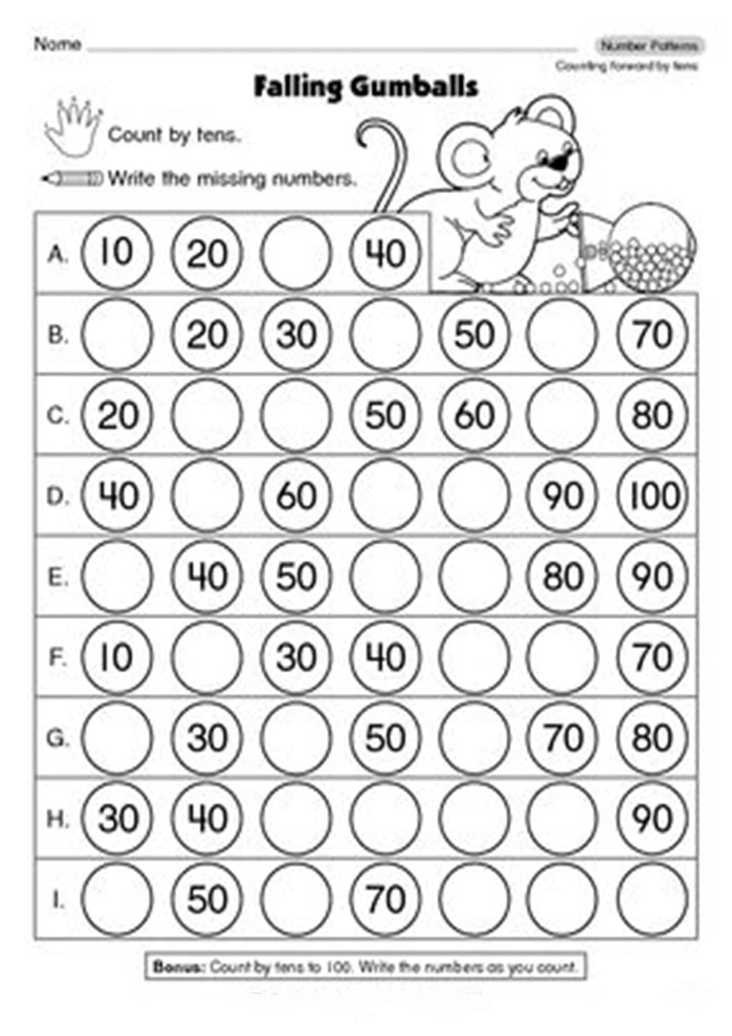 Missing Number Worksheets Free Printable
