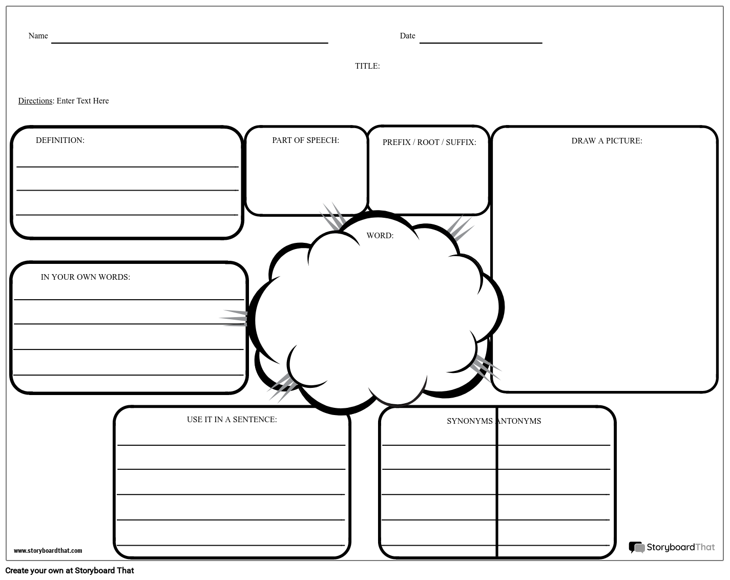 Free Vocabulary Worksheet Templates At StoryboardThat