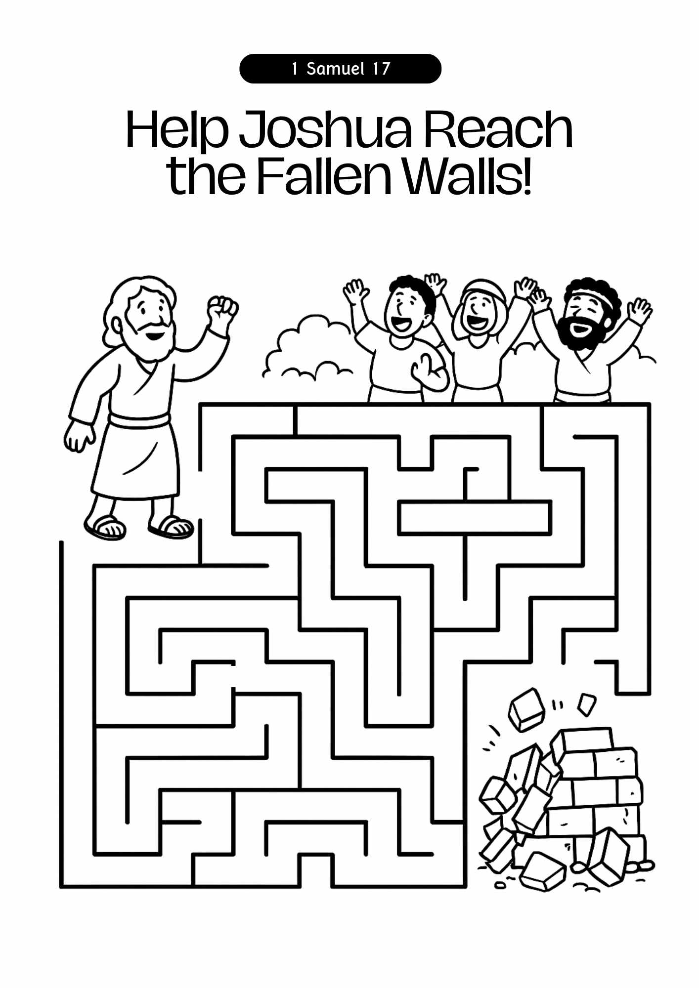 Free Walls Of Jericho Fall Maze Printable Bible Activity For Kids Joshua 6 Free Bible Worksheets