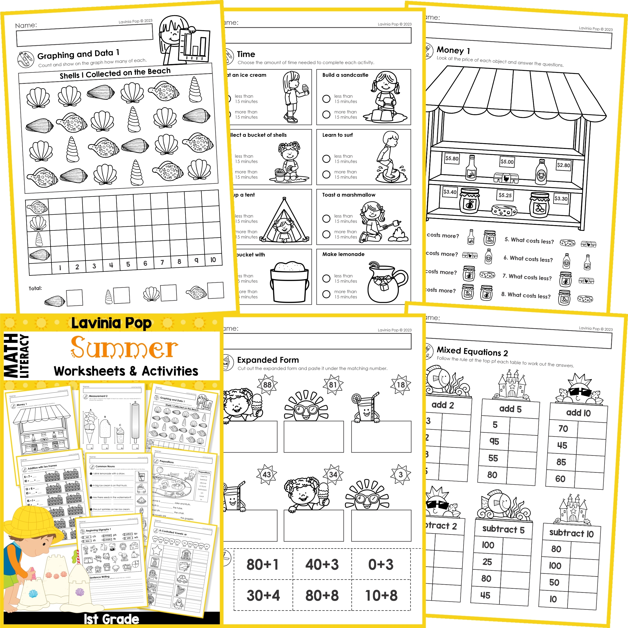 FREE Worksheets Summer 1st Grade Worksheets And Activities No Prep First Grade In My World