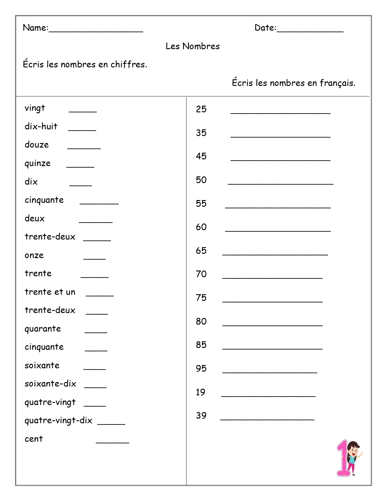 French Numbers Les Nombres Worksheets Made By Teachers Worksheets Library