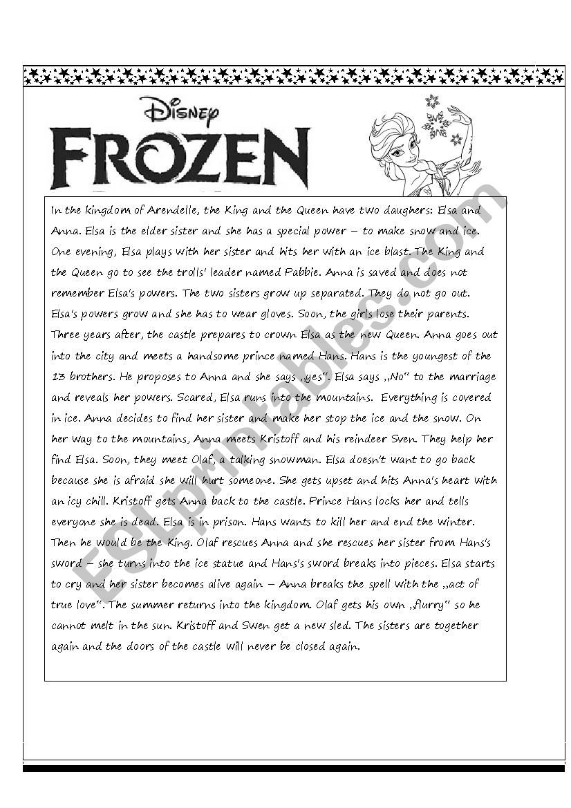 Frozen 2 Pages ESL Worksheet By Veljaca82