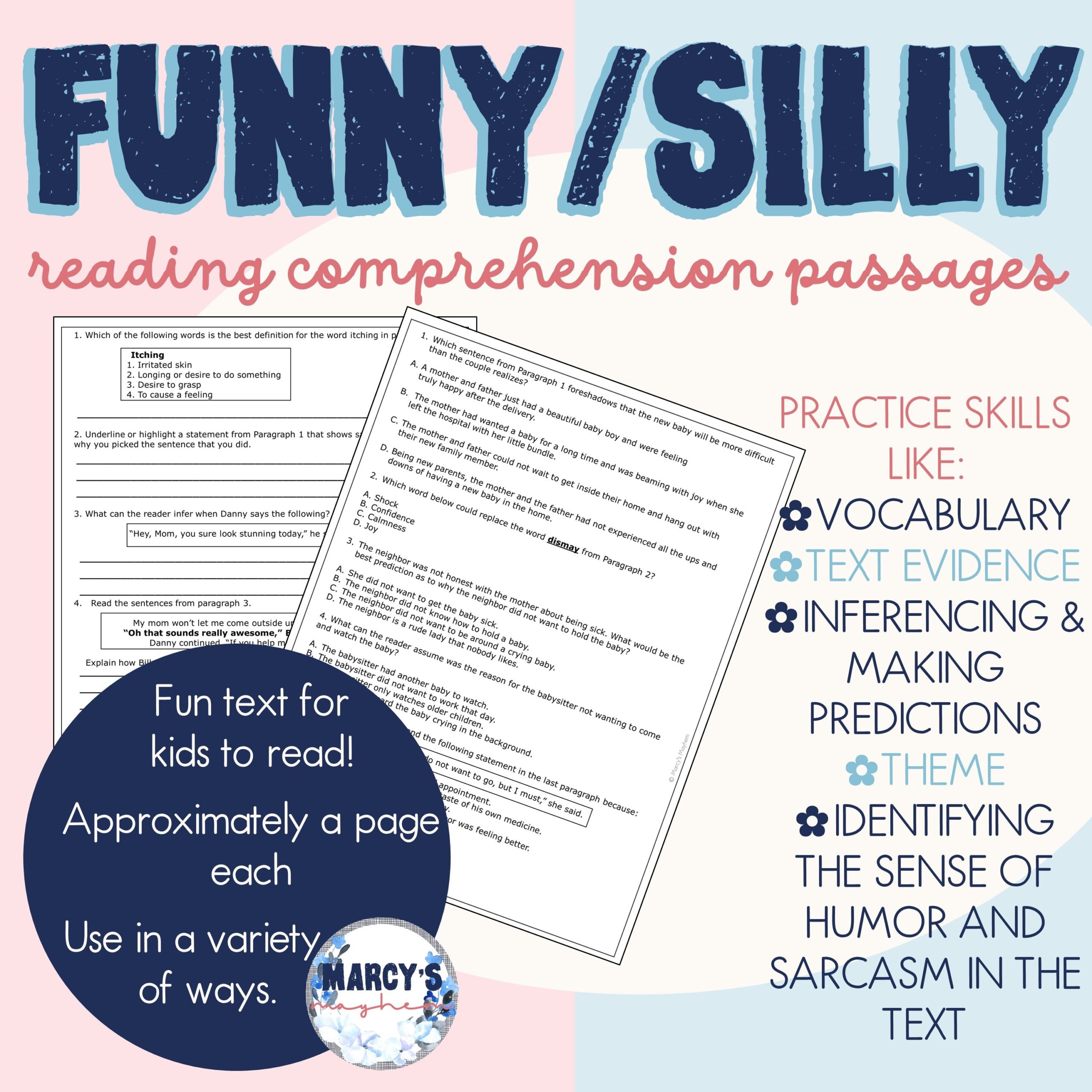 Funny Reading Comprehension 4th U0026 5th Silly Stories Oral Fluency 