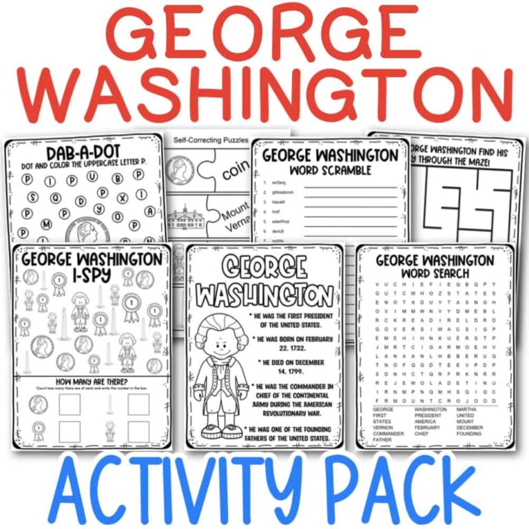 George Washington Our First President Printable Mini Books 