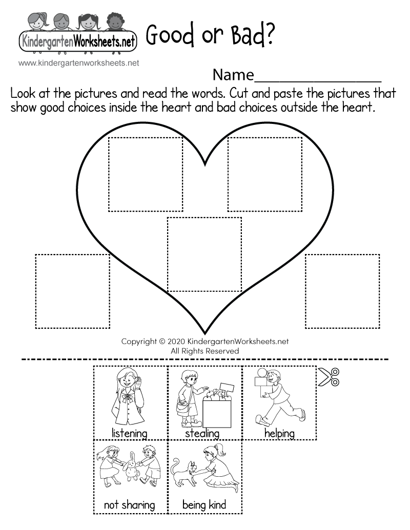 Good Or Bad Choices Sorting Activity Worksheet Free Printable 