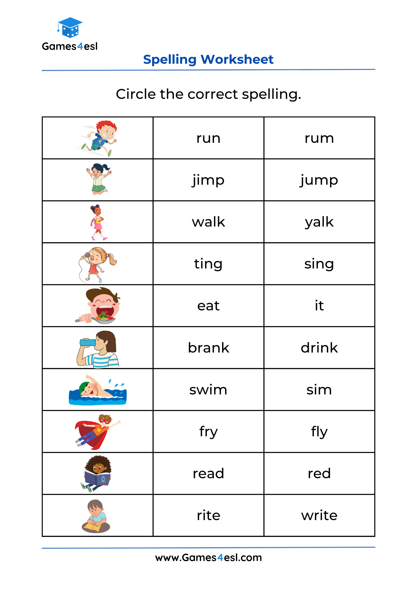 Free Printable Spelling Worksheets Pdf