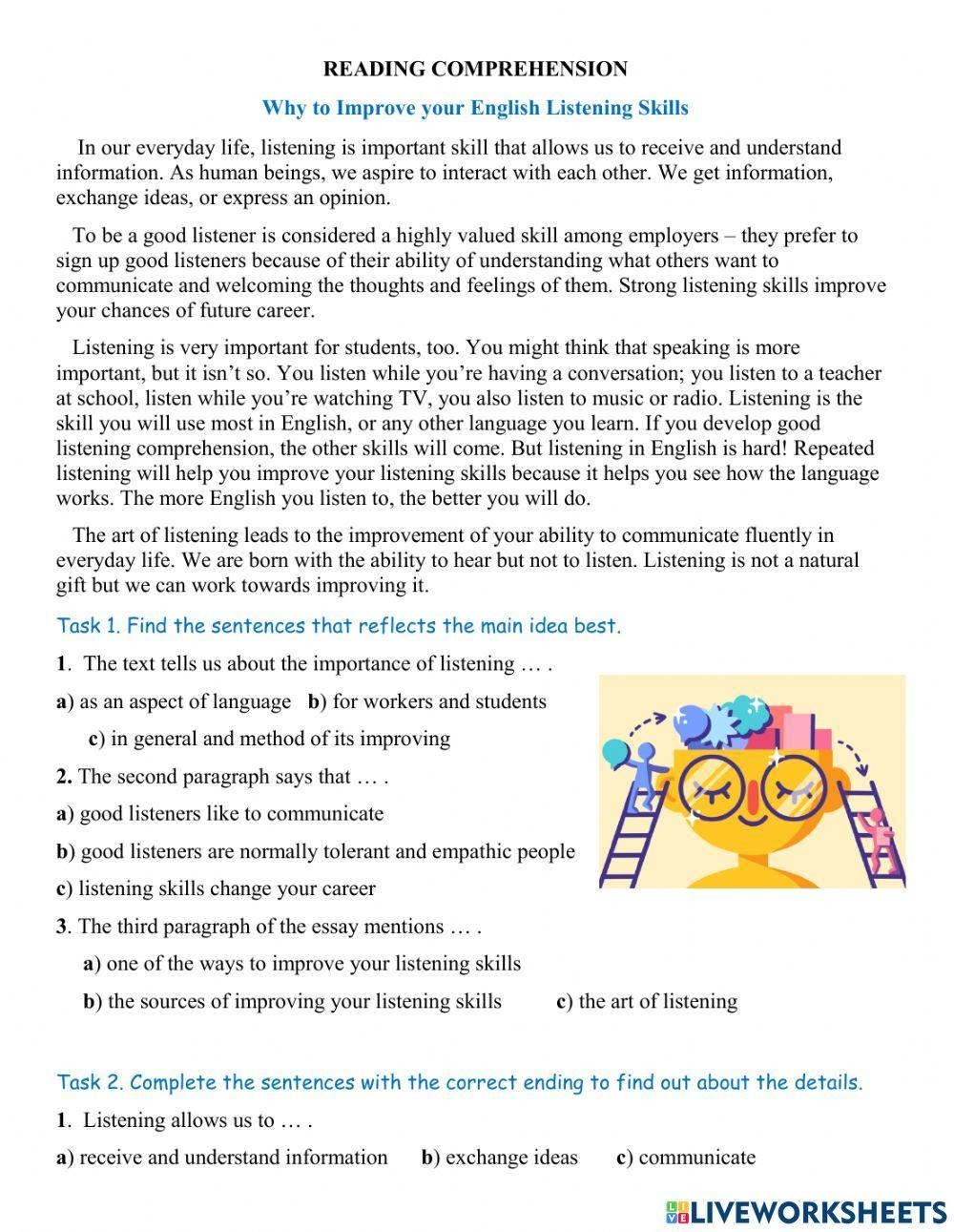 Grade 10 Reading Comprehension Worksheets Worksheets Library