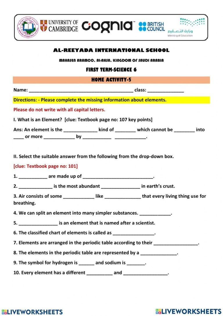 Grade 6 Science Interactive Worksheet Live Worksheets 