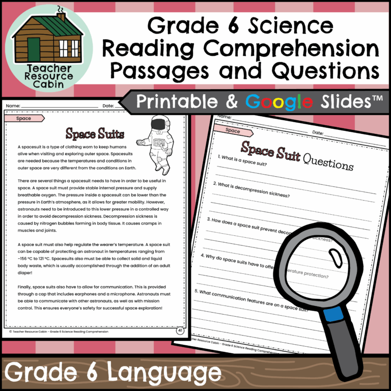 Grade 6 Science Reading Comprehension Passages And Questions Teacher Resource Cabin